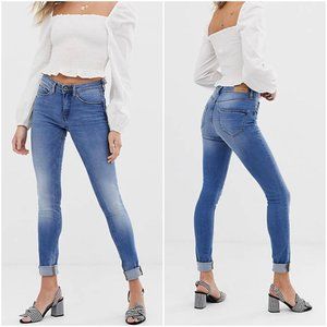NWT BLENDSHE Bright Azura Medium/Light Wash 5 Pocket Slim Fit Skinny Jeans